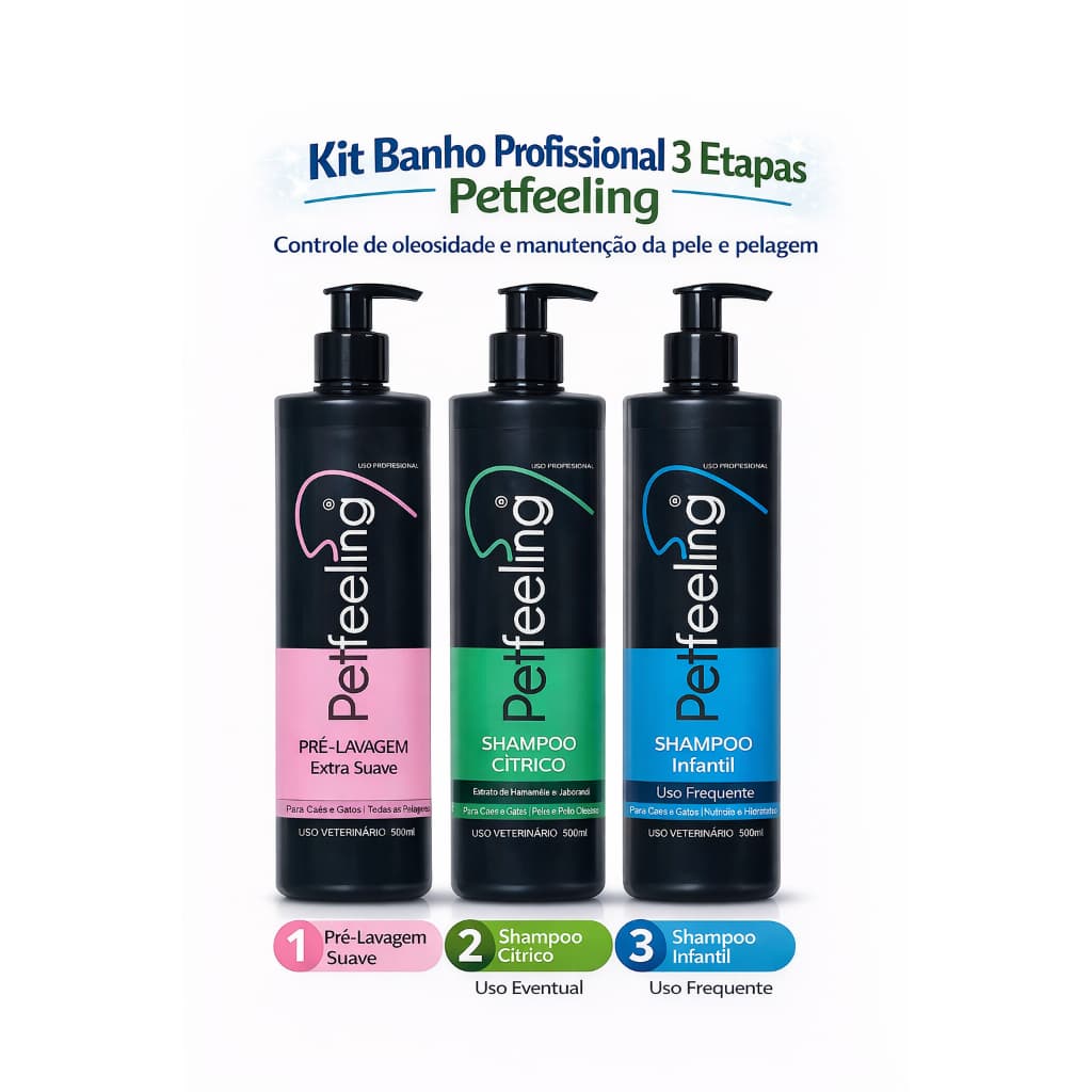Kit Controle Total de Oleosidade + Manutenção Petfeeling - Shih Tzu, Lhasa, Bulldog - Uso Profissional
