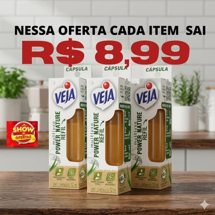 Kit 3 Veja Power Nature Cápsula Refil 12ml Multiuso – Rende 500ml Cada