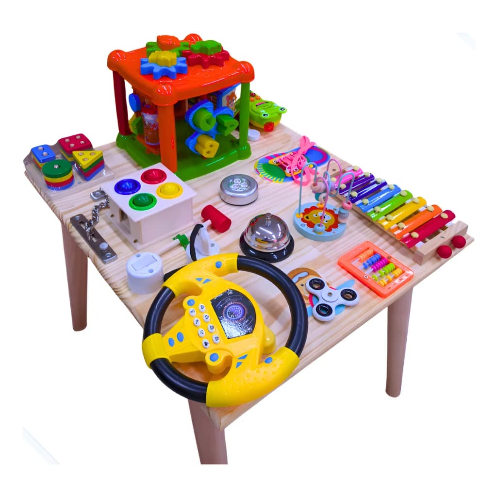 Mesinha Sensorial Montessori Madeira 15 Atividades Infantil