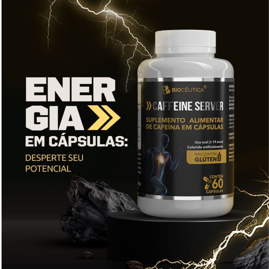 Caffeine Server Suplemento Alimentar de Cafeína 60 Capsulas Biocêutina
