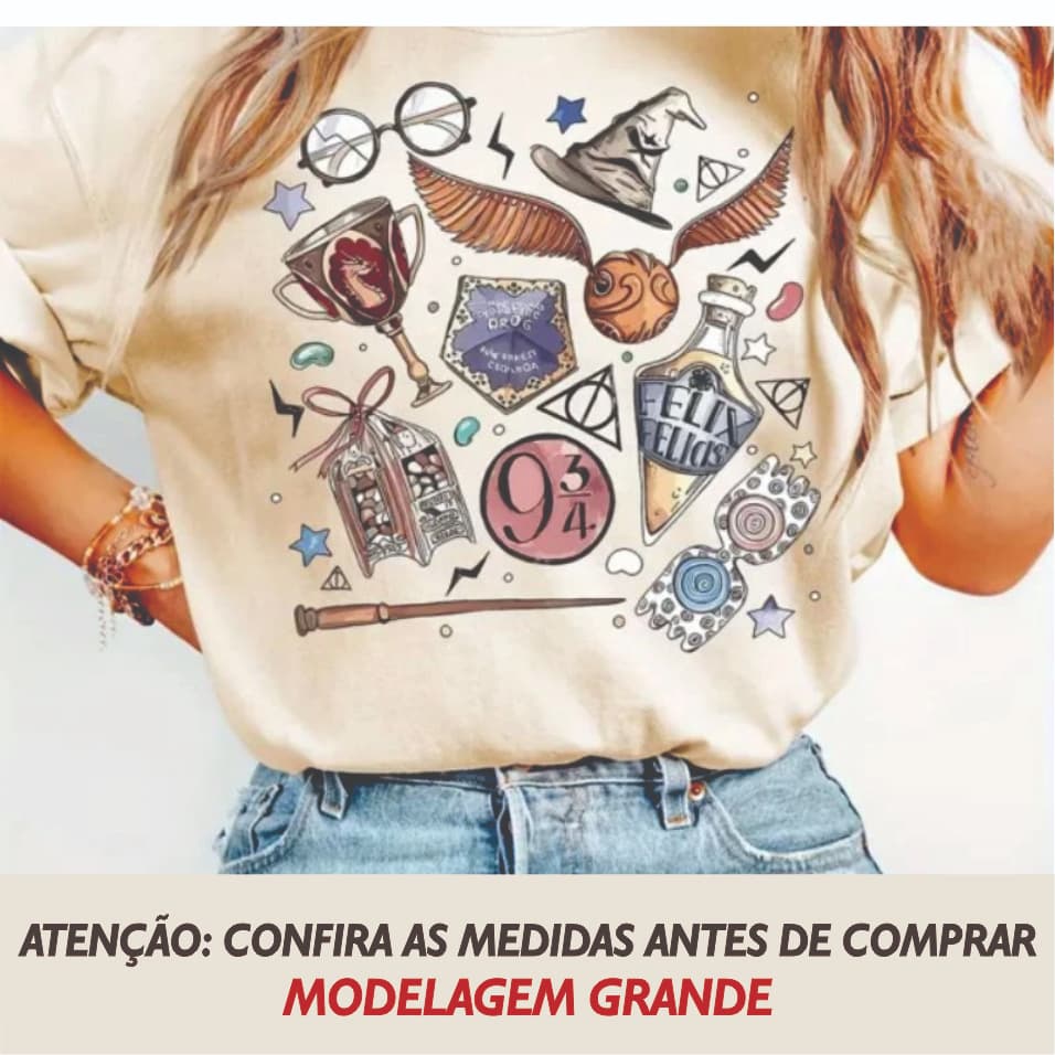 Camiseta Relíquias da Morte Harry Potter Camisa Símbolos Harry Potter Capa Varinha