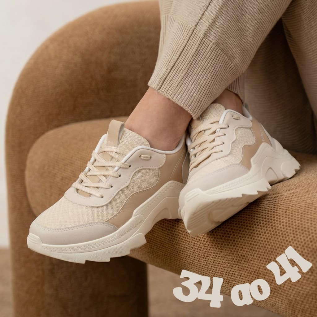 Tênis Feminino Plataforma Tratorada Grade Alta Estilo Premium Original