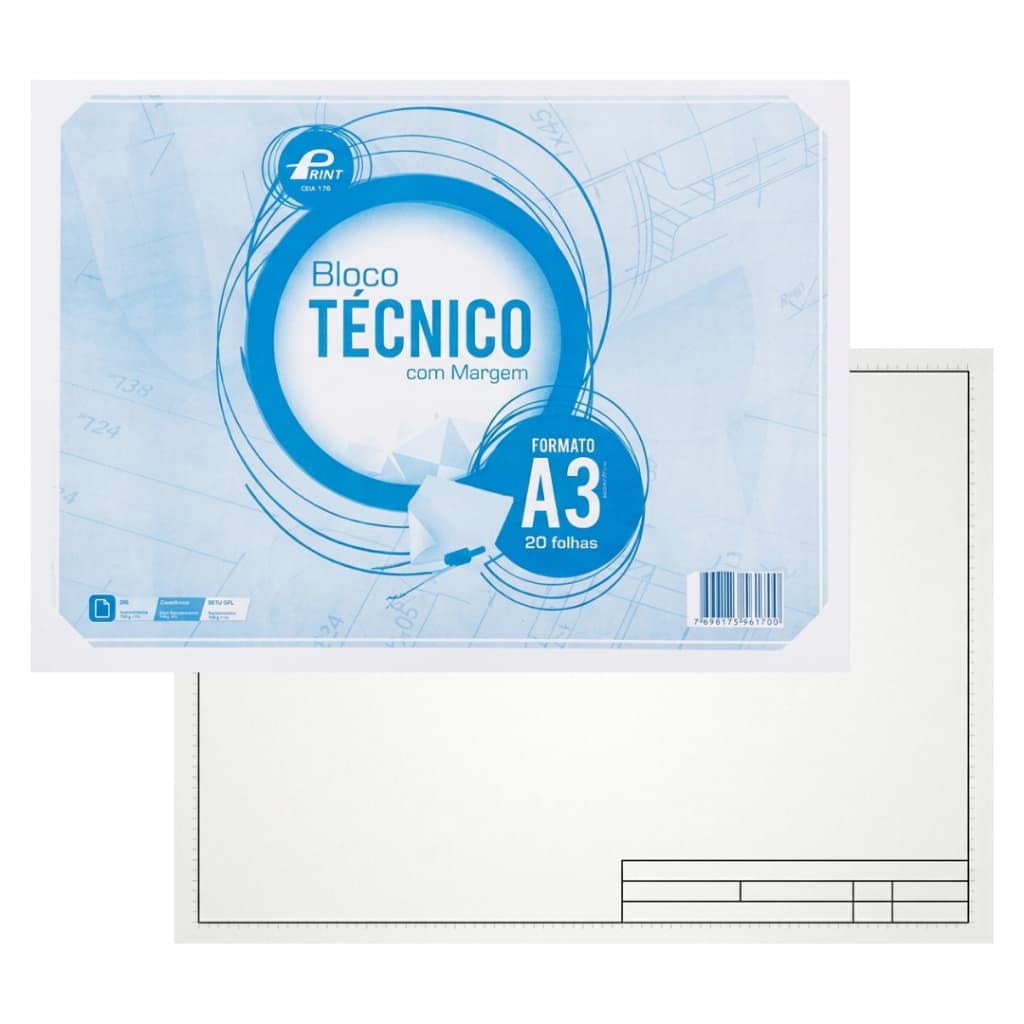 Bloco Desenho Técnico A3 Com Margem E Legenda 90g 20 Folhas