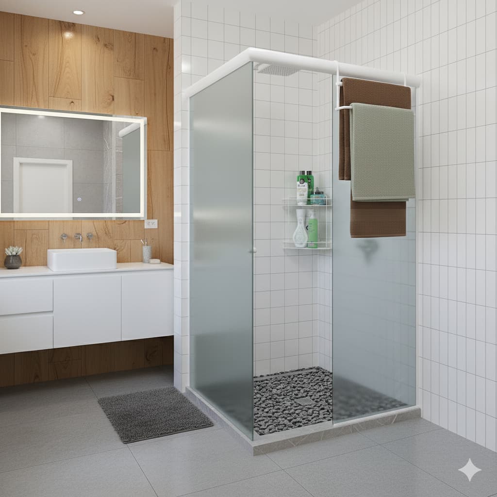 Kit Box Banheiro Cantoneira Dupla + Porta Toalha Premium