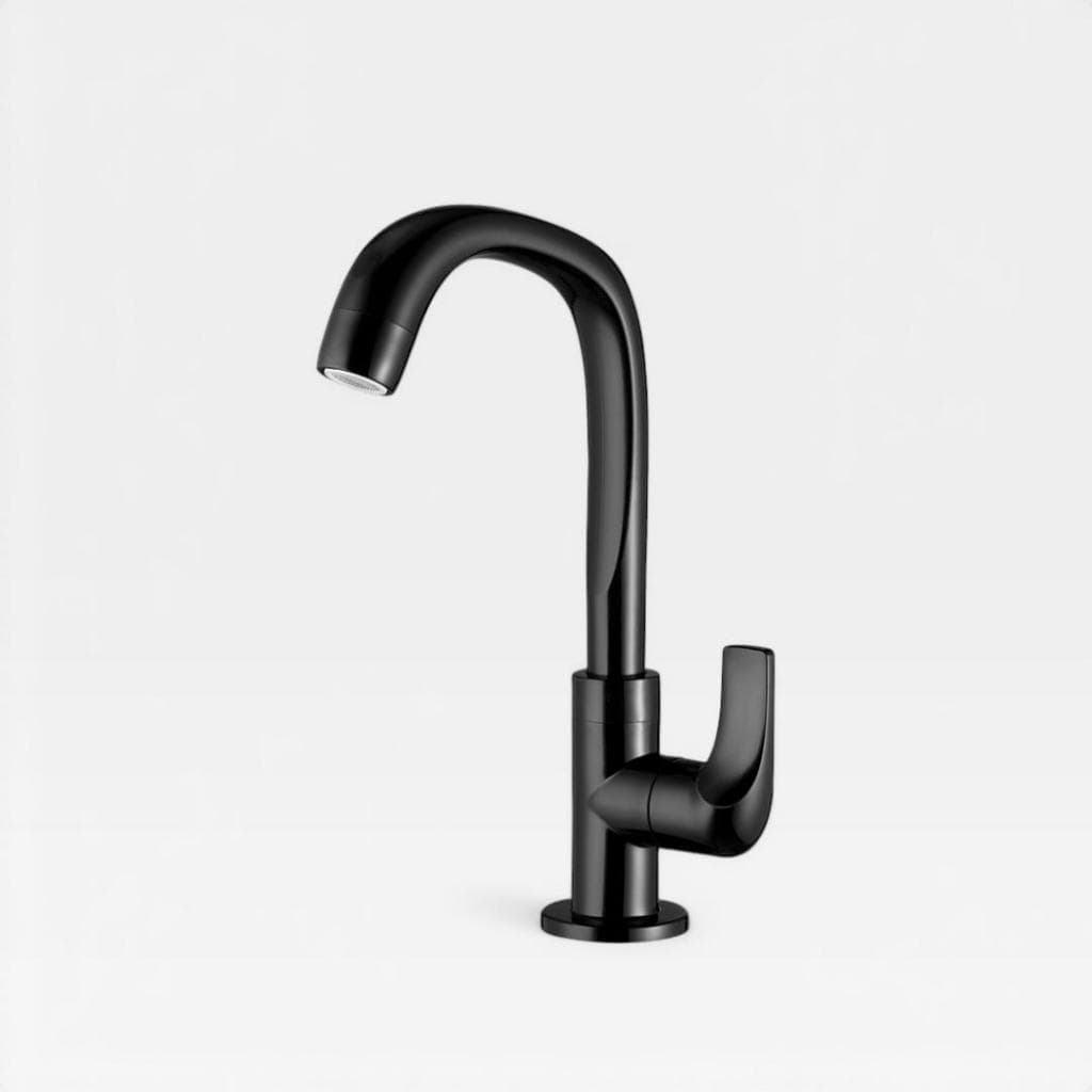 Torneira Bica Alta ABS Lavatório de Banheiro Mesa - Bica Alta Lorenzetti 1195 F61 Preto