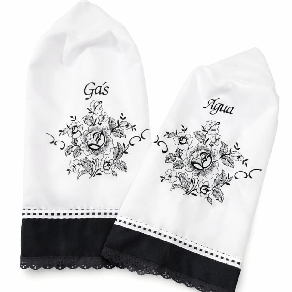 Kit Capa Botijão Gás e Galão Água Bordado Cozinha Decorativa Lavável Proteção