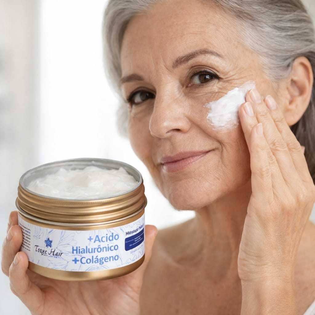 Creme acido hialuronico com colágeno hidratação profunda anti rugas  Linhas de expressão 100g