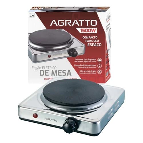 Fogão Elétrico de Mesa 1 Boca Agratto Fogareiro Portátil Camping Cooktop Acampamento 127v/220v