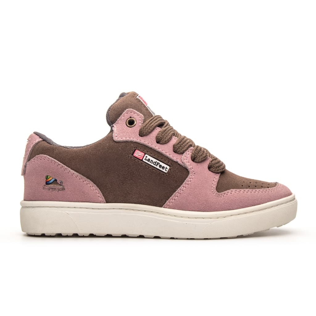 Tênis Marron Rosa Landfeet Skate Crossfit Casual Lifestyle Sola Reta Trace Lançamento