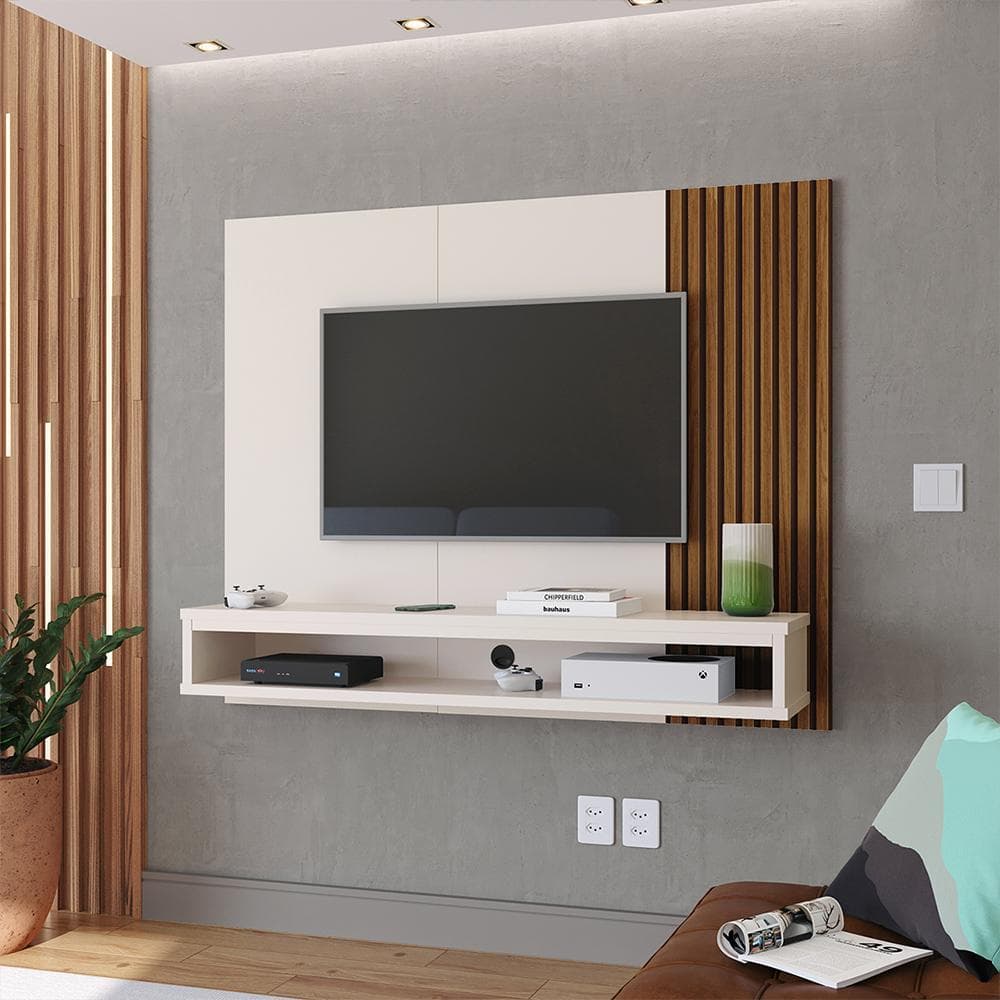 Painel Cissa para TV até 50 Polegadas com Prateleira Nicho Quarto e Sala