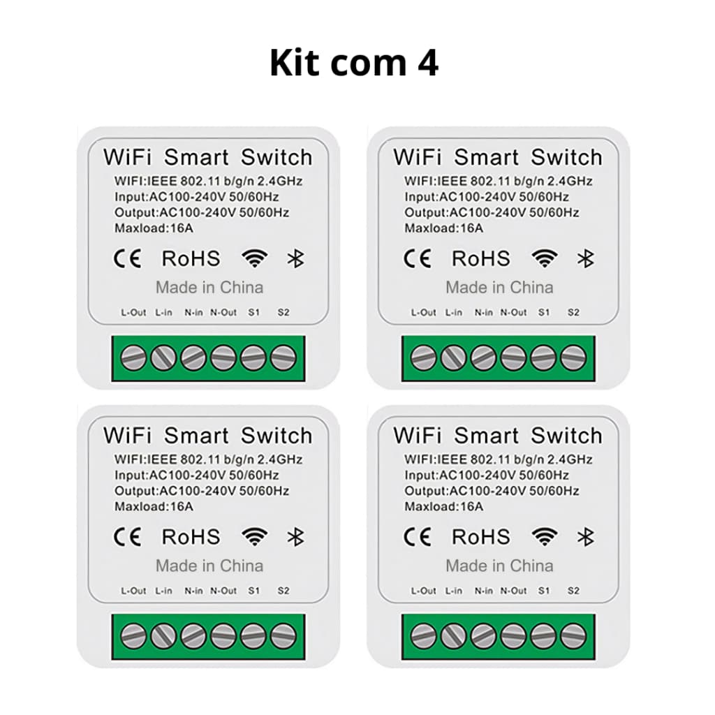Kit 4 Interruptor Inteligente Wi-fi Alexa E Google Home