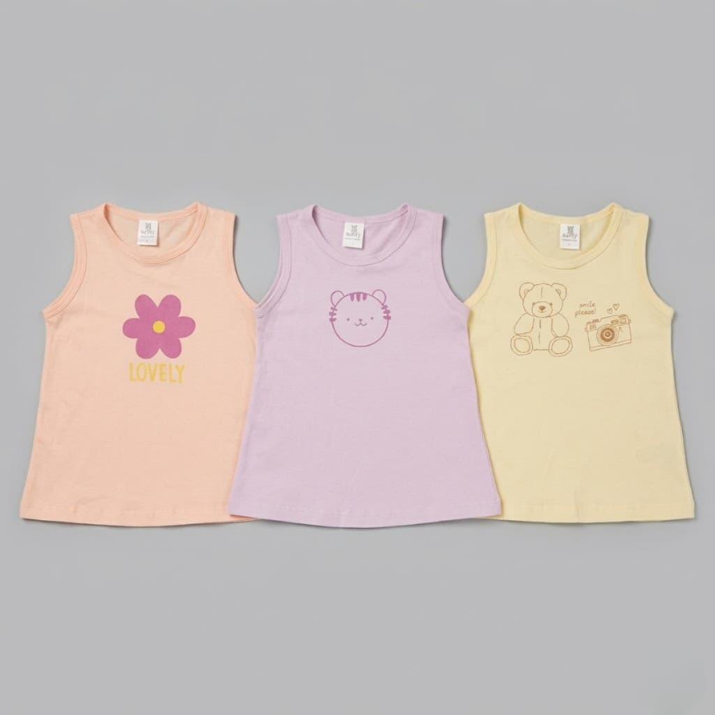 Kit 3 Vestido Infantil Menina Regata Meia Malha Premium 100% Algodao Estampas Diversas Verao P ao 01