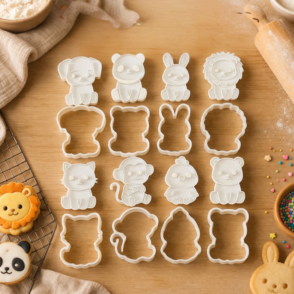 Kit 8 Cortador de Biscoito Infantil de Animais Fofinhos 5cm Cortador Bolacha Amanteigada Massinha