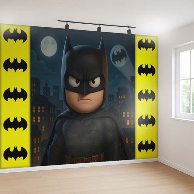 Papel de Parede Batman 3D M² ADESIVO PAREDE TODA + Nome ESCOLHA SUA MEDIDA