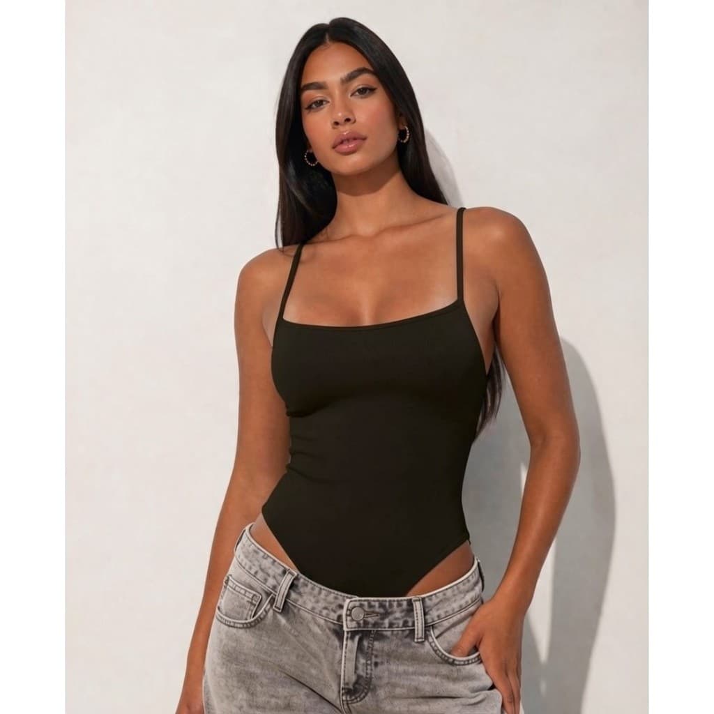 Body Feminino Alcinha Decote Quadrado Manga Curta Tecido Suplex Moda Verão Tendência
