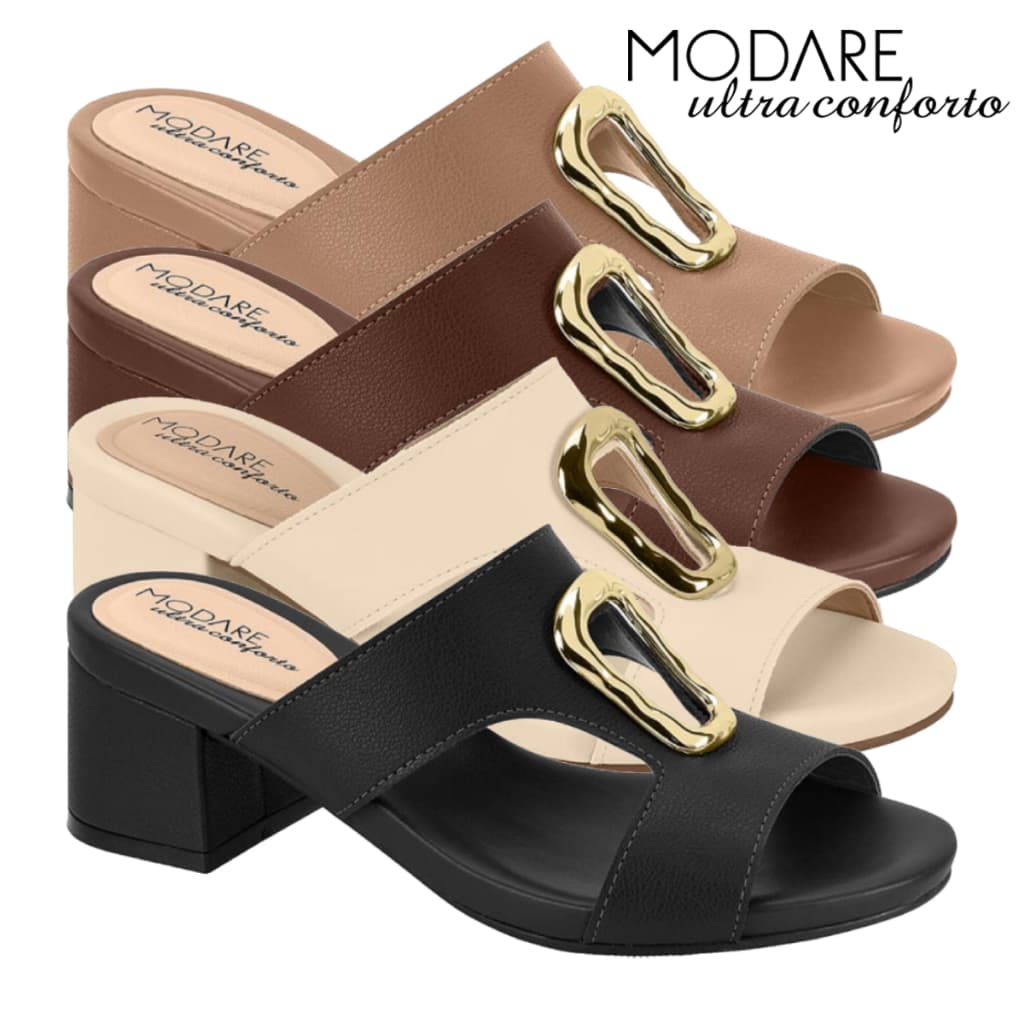 Tamanco Feminino Modare Casual Sandália Ultraconforto  Salto Grosso Médio Confortável Original
