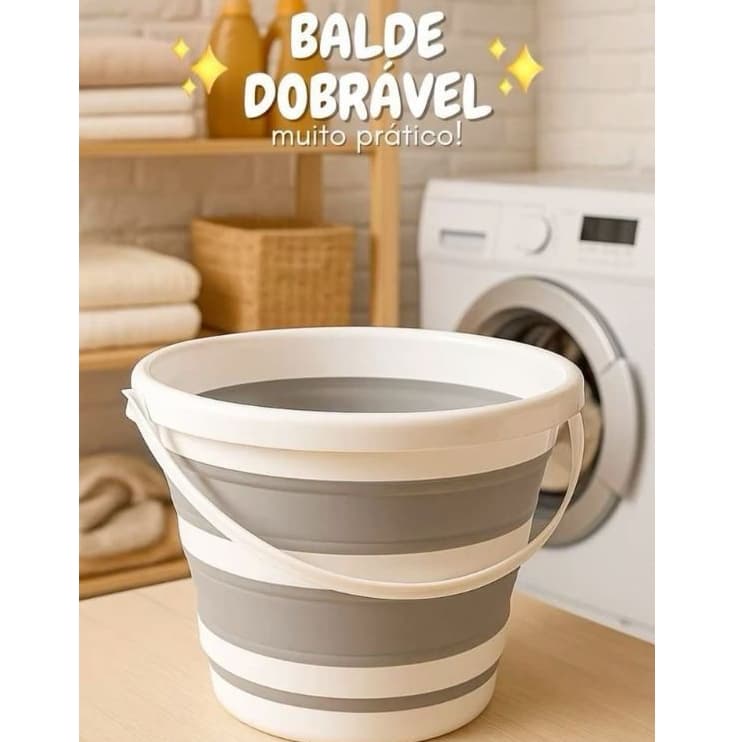Balde Dobrável Multiuso Redondo capacidade 4 Litros - Sortida- retratil-flexivel-portatil