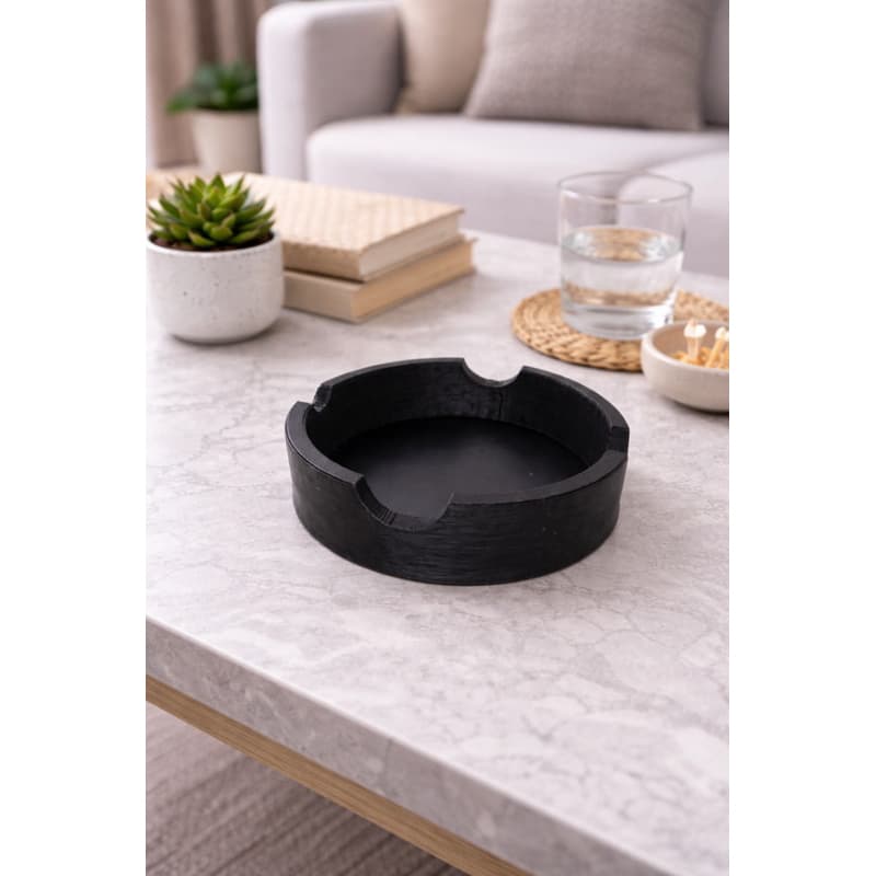 Cinzeiro-Cinzeiro Decorativo Minimalista Preto Fosco para Mesa e Sala