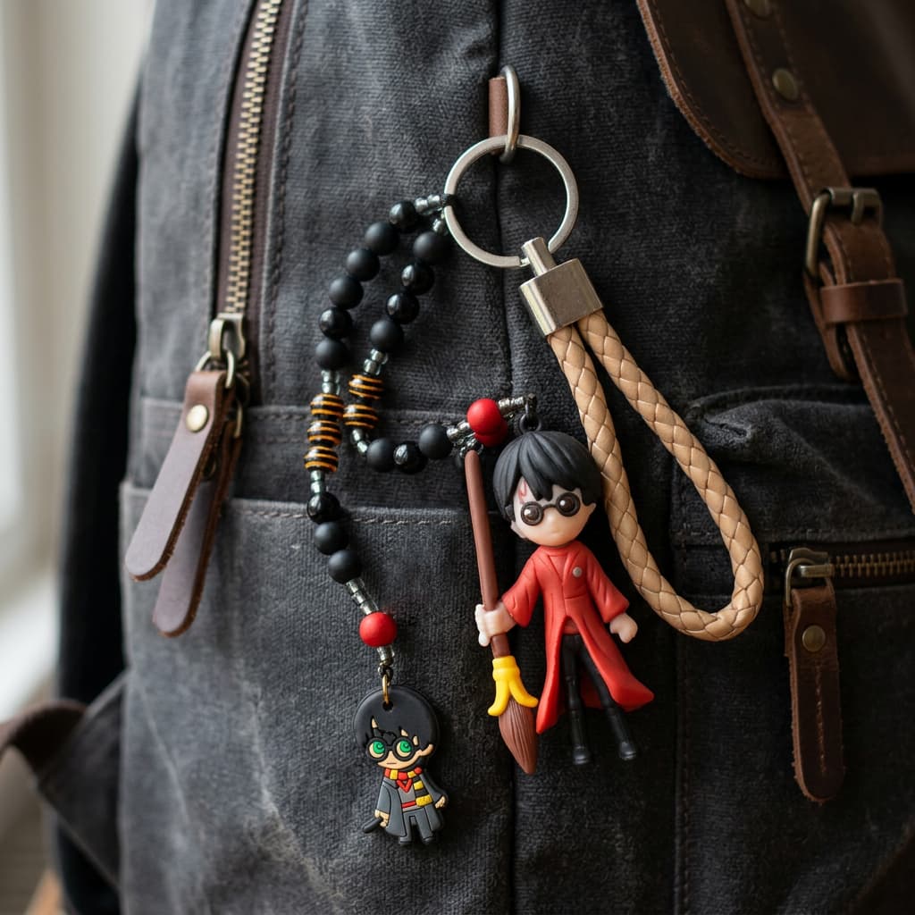 Chaveiro Harry Potter com Miçangas e Pingente | Chaveiro Geek Artesanal