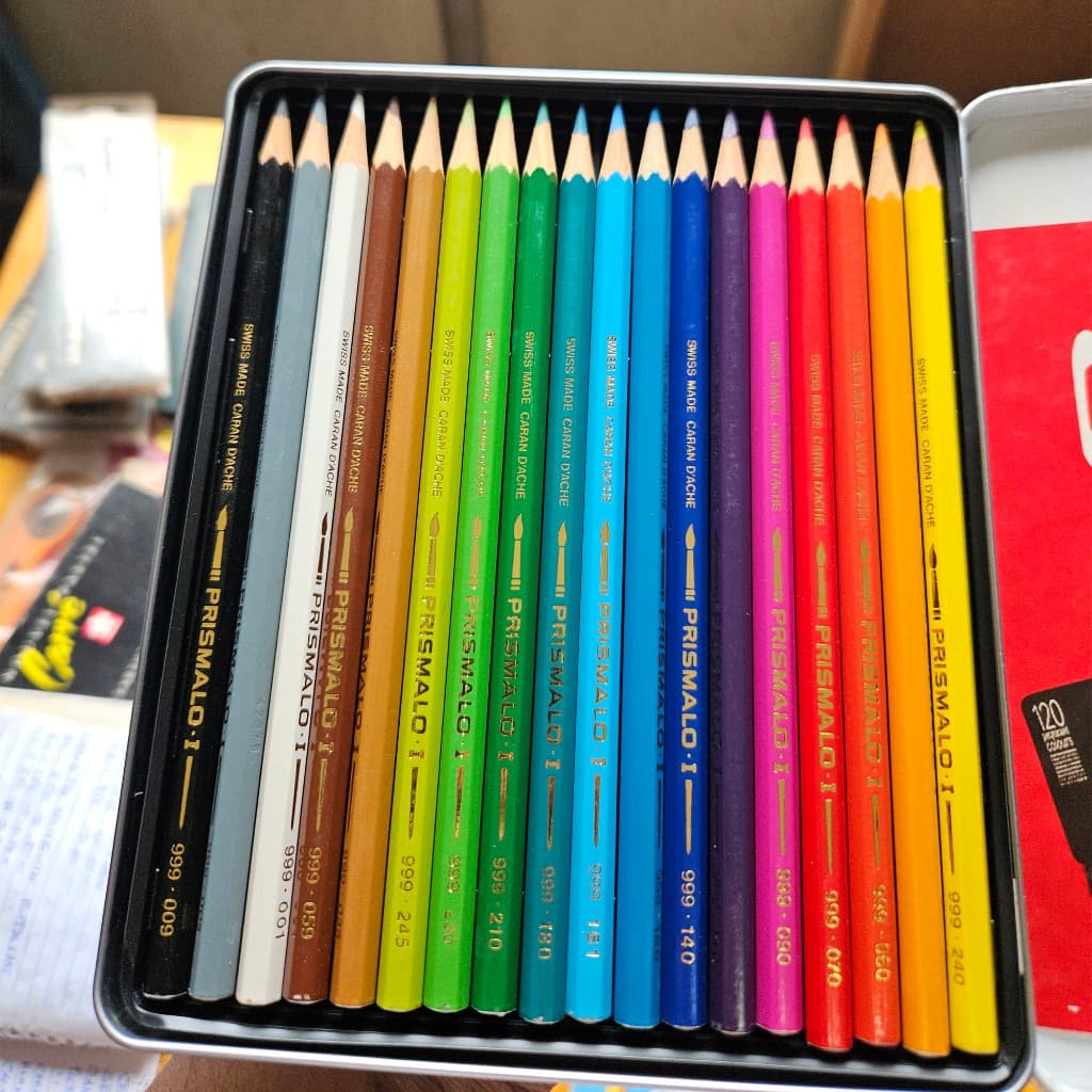 Kit Estojo com Lápis Caran Dache Prismalo Aquarelle Swiss Made 18 Cores - 0999318
