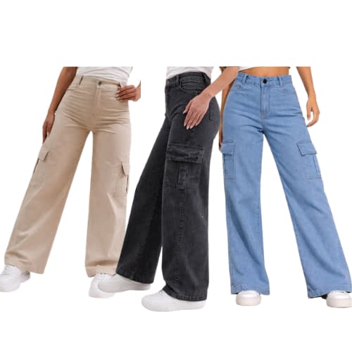 CALÇA WIDE LEG CARGO COM REGULADOR PARA MENINAS DO 2 AO 16 ANOS, DA MODA, TECIDO PRÊMIUM.