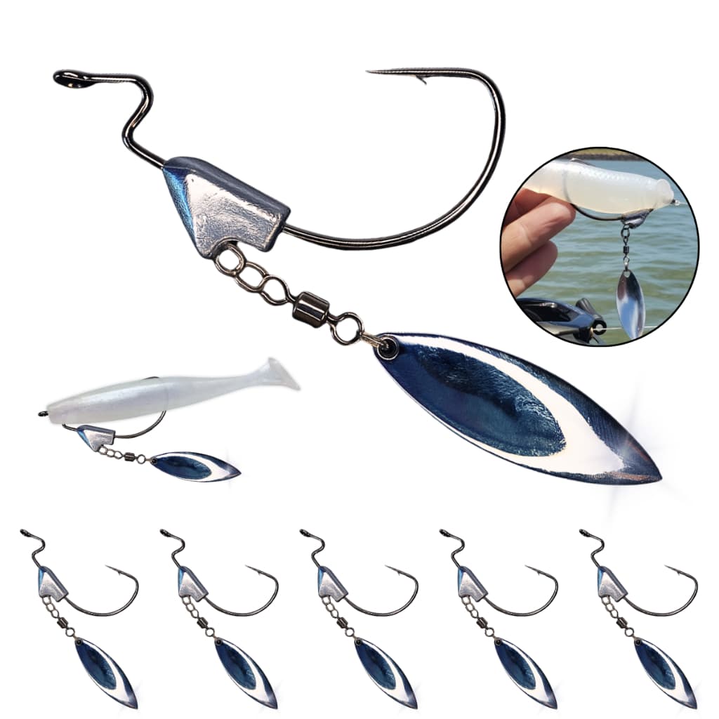 Anzol Underspin Offset Kit 5un EWG Black Nickel Anti Enrosco Isca Artificial Soft Super Resistente