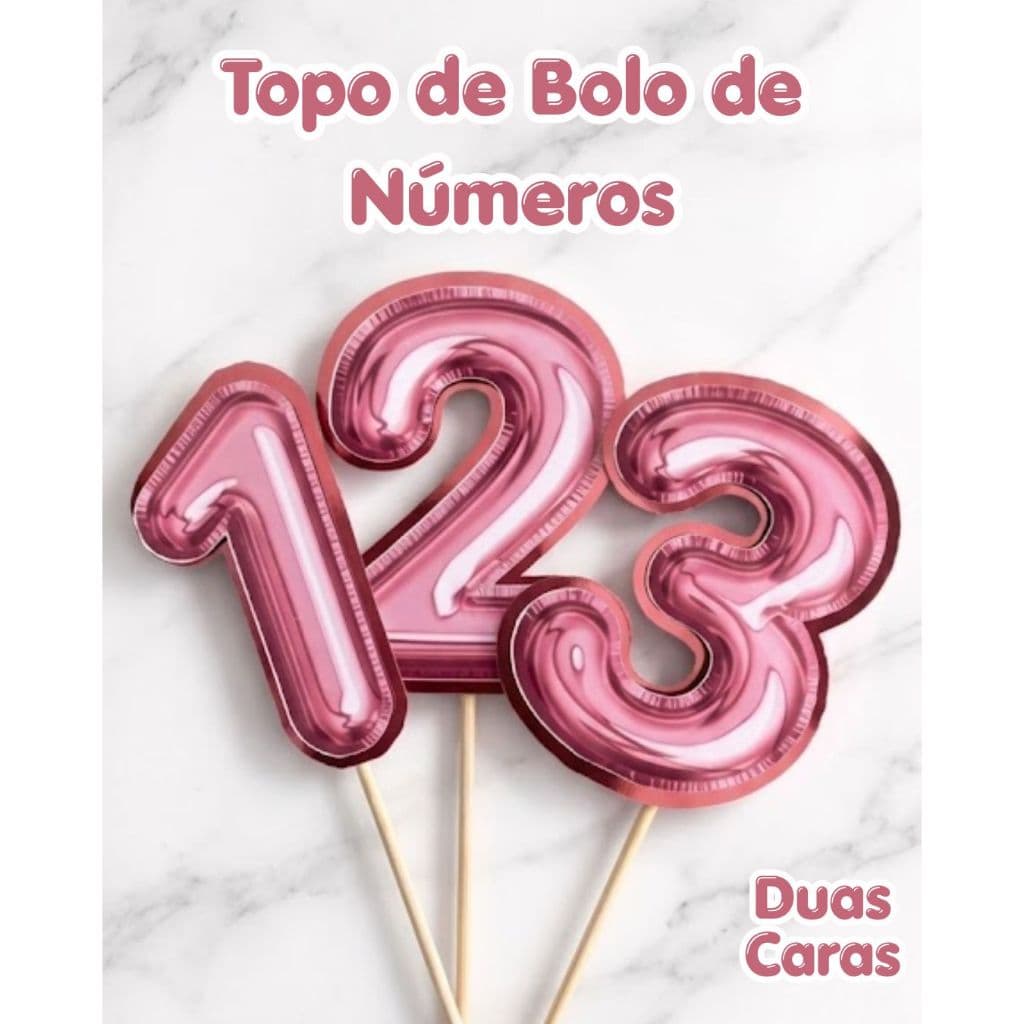 Topo De Bolo de Números - Topper de Bolo de números - varias Cores