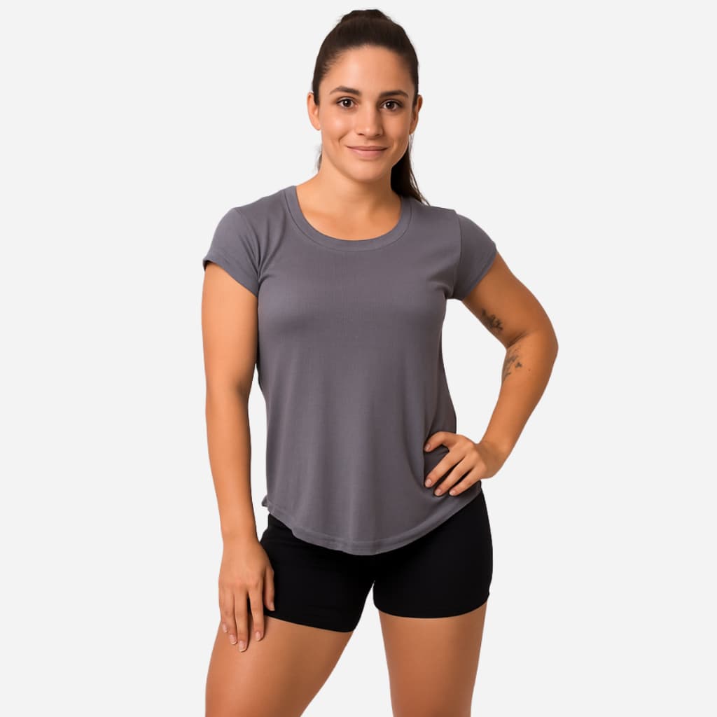 Camiseta DryFit Feminina Baby Look Academia Gym Yoga Caimento Perfeito
