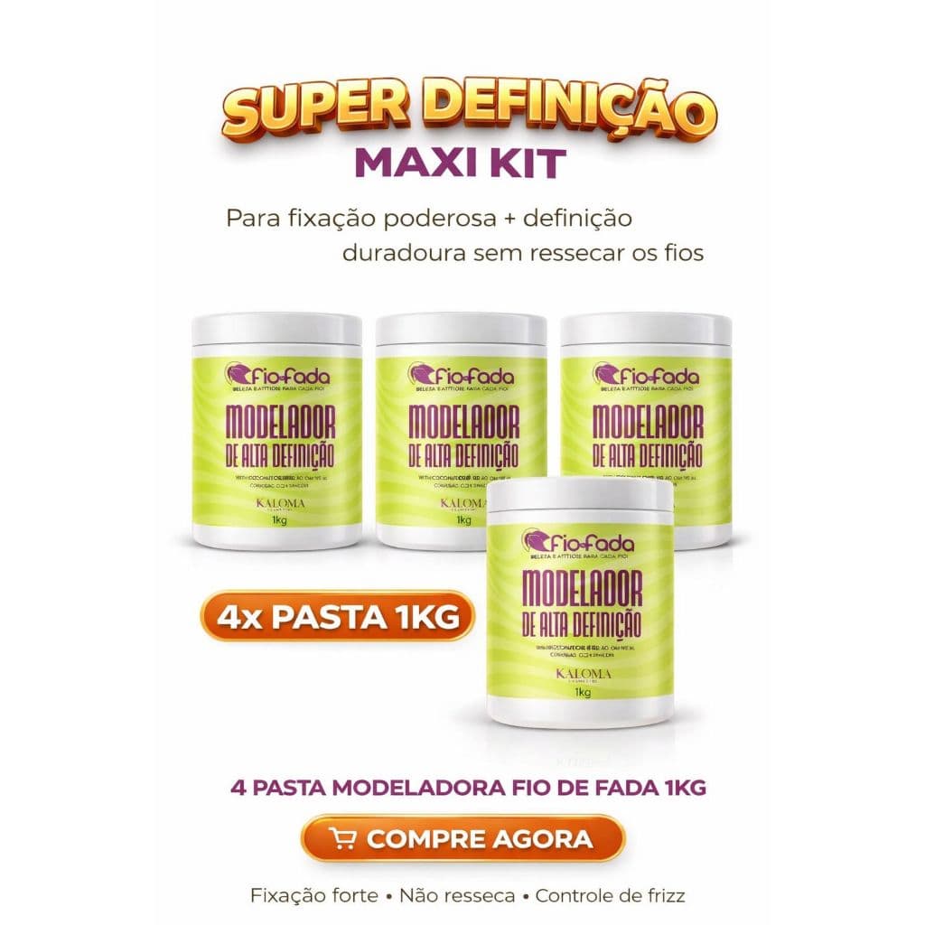 Kit Trancista Fio de Fada 4 Modeladores 1KG Pomada Modeladora Definição Tranças Anti Frizz