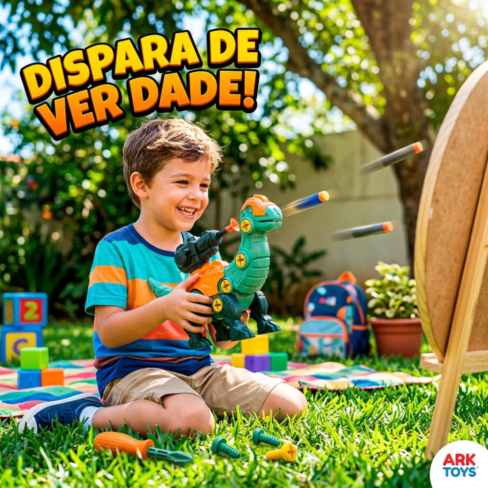 Dinossauro Lança Dardos Infantil que Dispara de Verdade + Brinquedo Interativo 3+