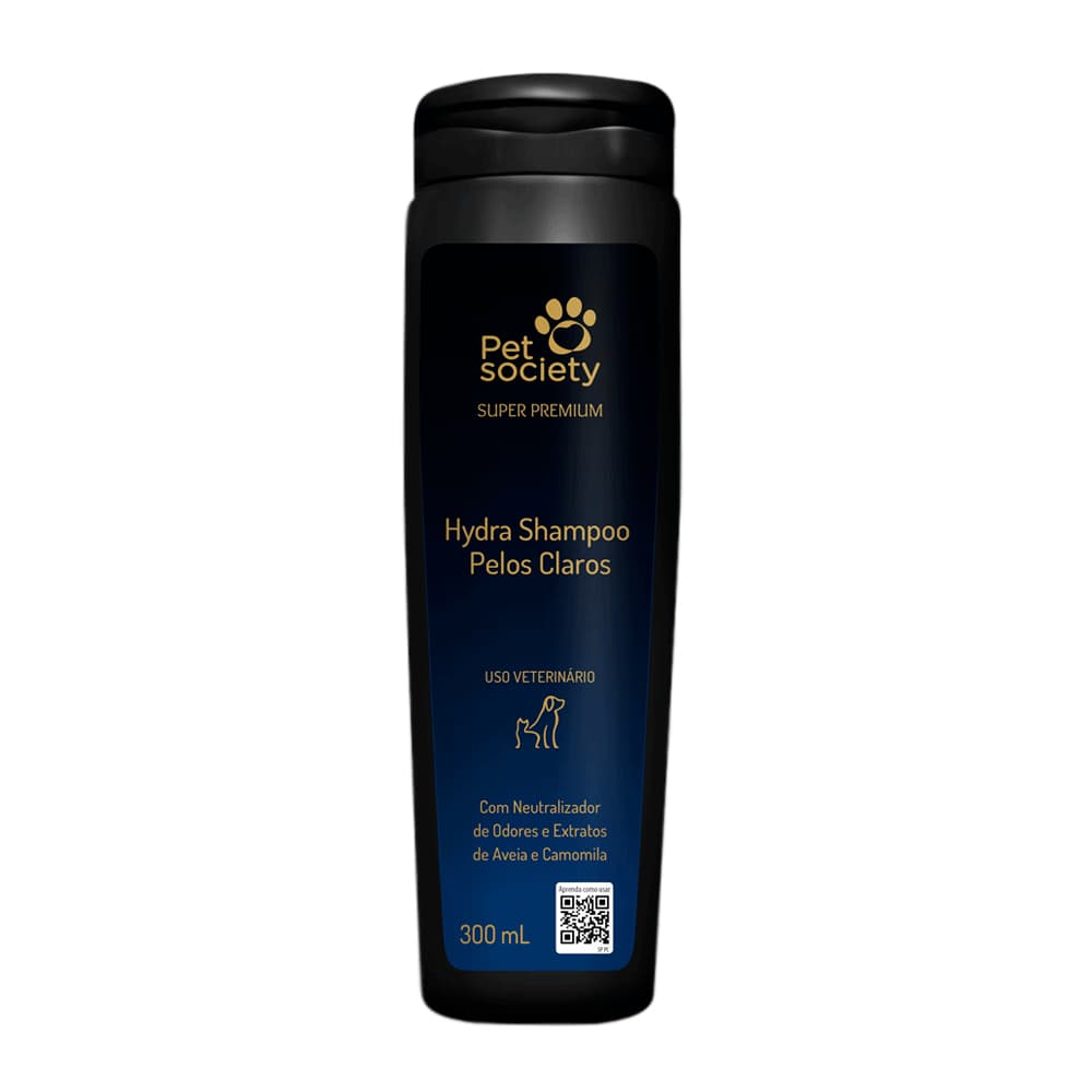 Shampoo Pelos Claros Branqueador 300ml Super Premium Pet Society Shampoo Hydra Profissional Pet Shop