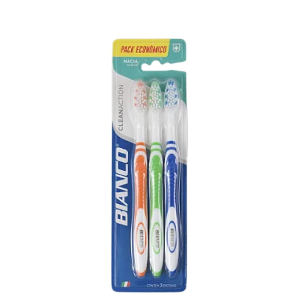 Kit 3 Escovas De Dente Bianco Clean Action