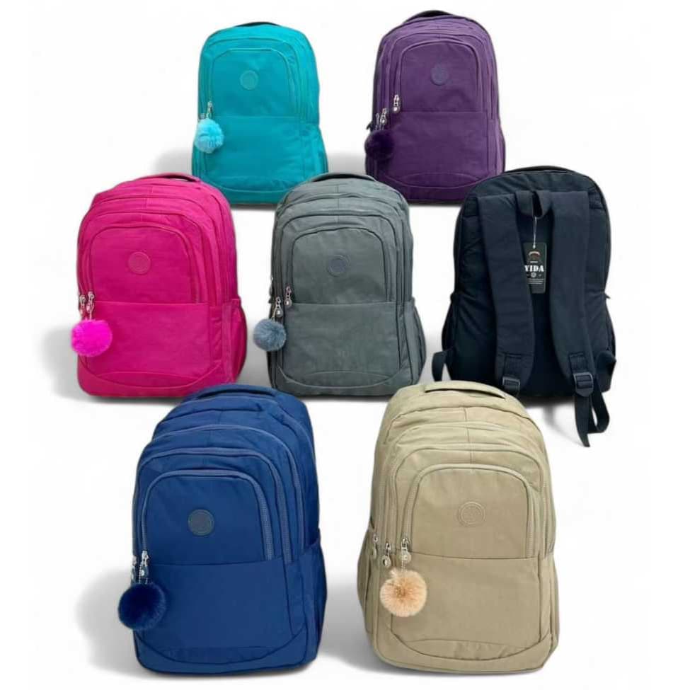 Mochila Impermeável De Nylon Funcional de Grande Capacidade Com Zíper De 4 Camadas Escola + CHAVEIRO