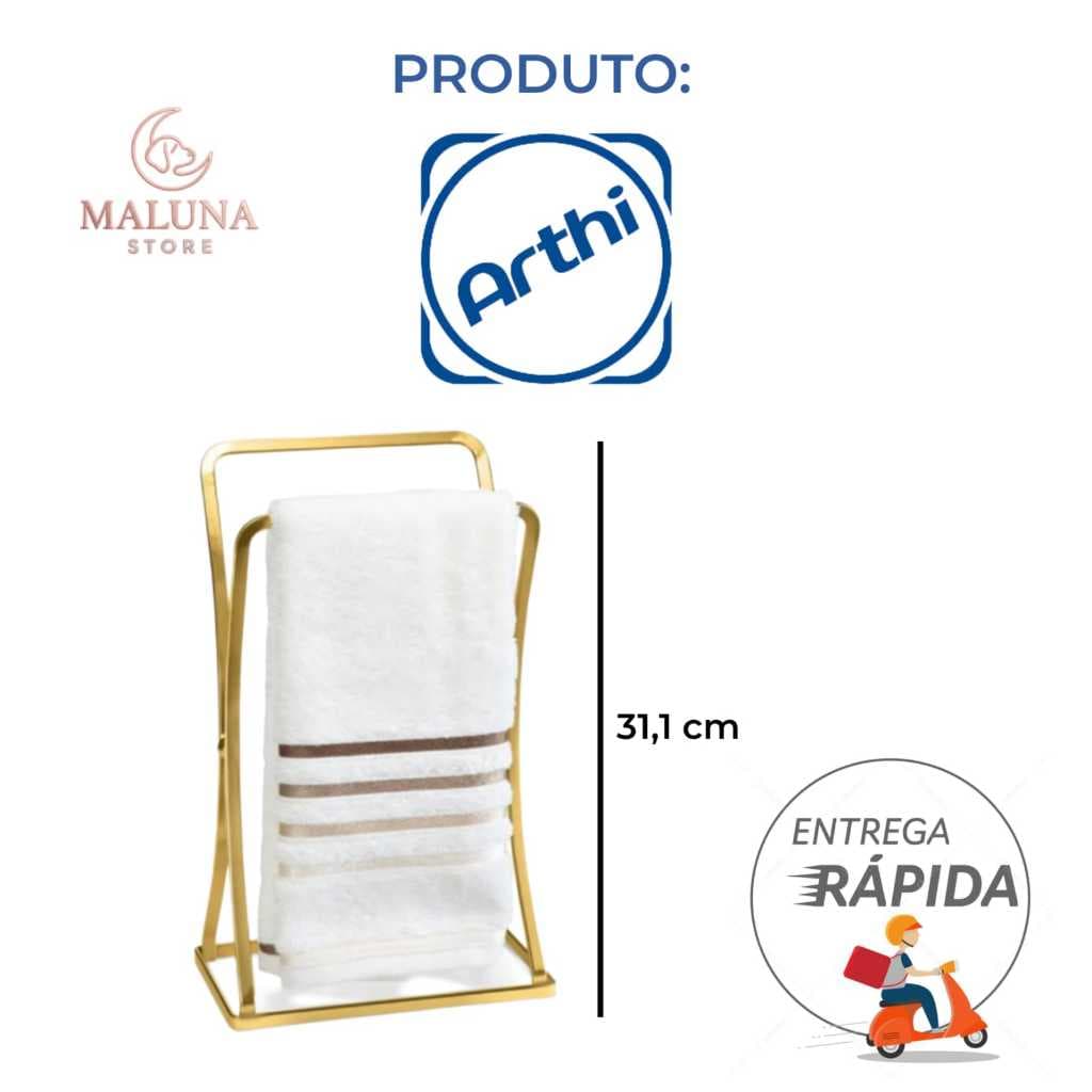 Porta Toalha Rosto Bancada Lavabo Banheiro Pia Dourado Arthi