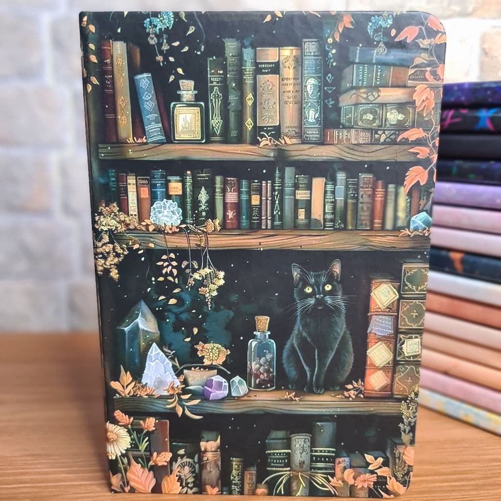 Caderno Biblioteca Encantada Gato | Místico | A5 80 Folhas(160PAG)| PAPEL POLEN 90G ENVIO RAPIDO