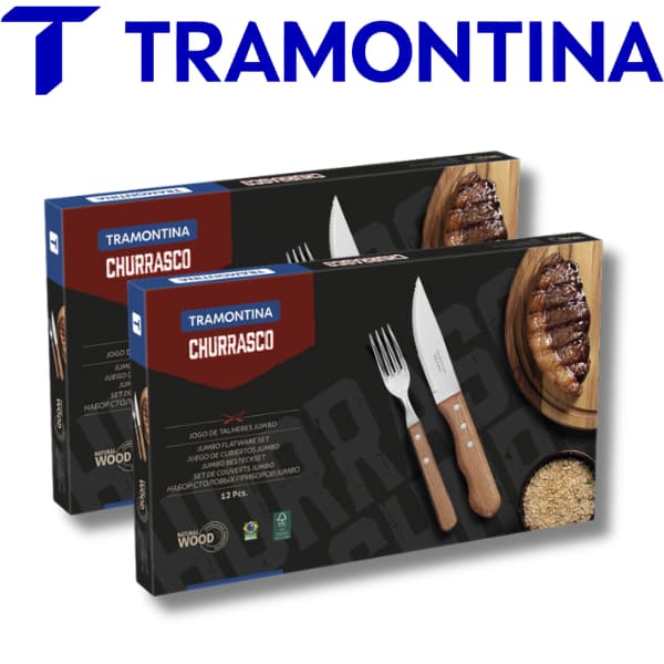 Talheres para Churrasco 24 Peças | 2 Kits Jumbo Tramontina