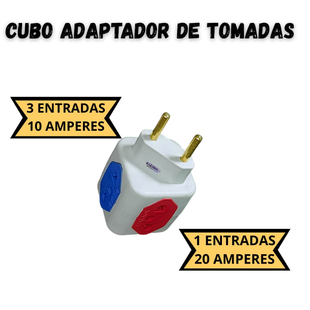 Cubo Adaptador de Tomada 4 Entradas Colorido 10A e 20A Bivolt Universal
