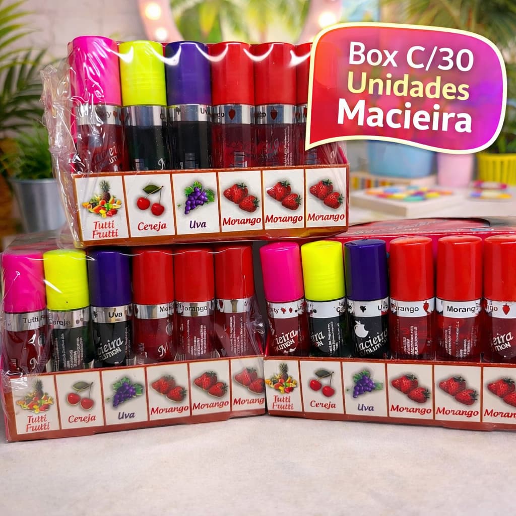 Box C/30 Unidades Brilho Labial Infantil Macieira