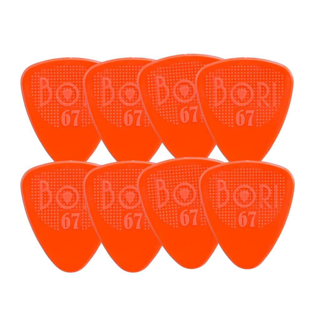 Kit 8 Palhetas Bori STD MAX GRIP Nylon 0.67mm Vermelha p/ Guitarra Violão