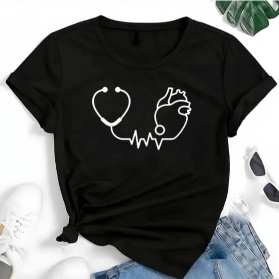 Camiseta Feminina Estampada Técnico em Enfermagem Confortável Algodão 100%