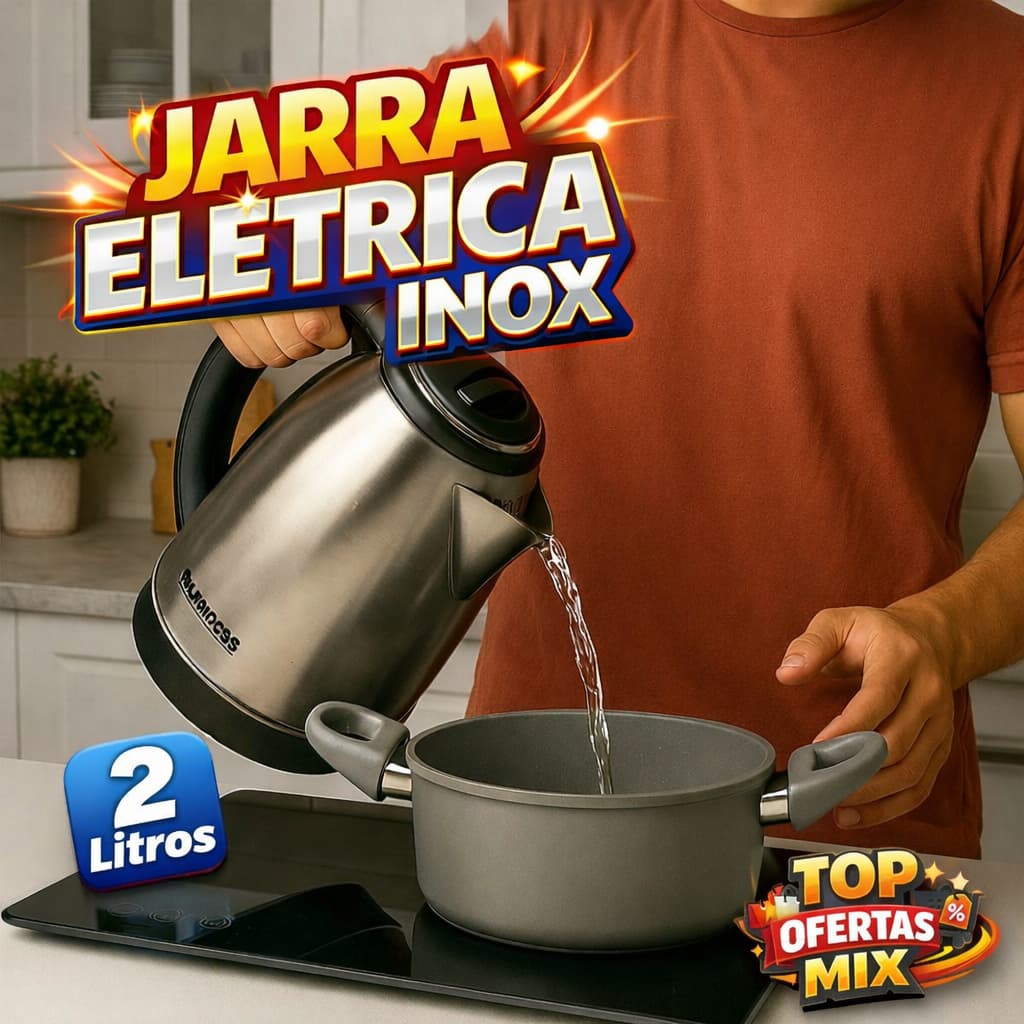 Chaleira Elétrica Jarra 2 Litros 127v 220v Inox Rapido Aquecimento Aquecedor de Agua Bebida Quente Chá Café