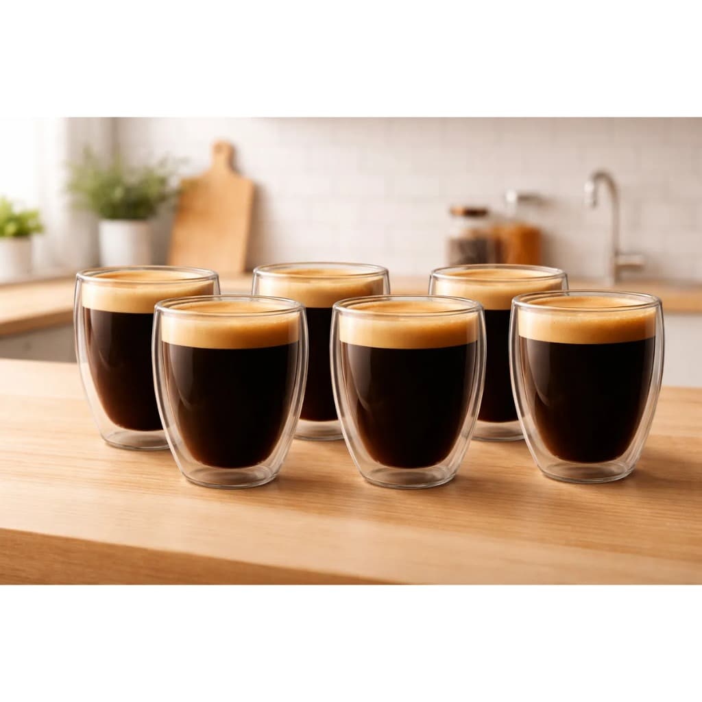 Kit Copos Vidro Duplo 2 4 6 350ml Térmico Café Chá Cappuccino Refrigerante Suco Não Esquenta Elegant
