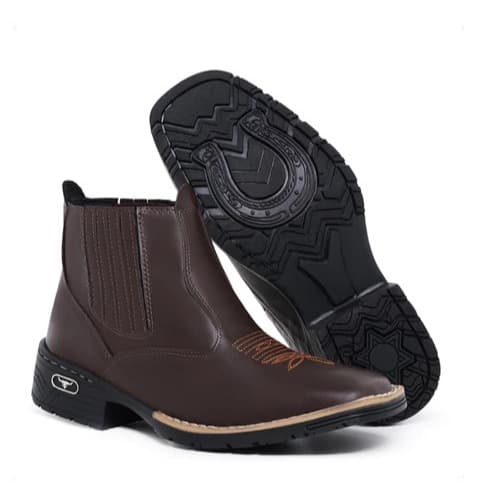 Bota Texana Masculina Bota Chelsea Country Confortável Em Couro Ecologico
