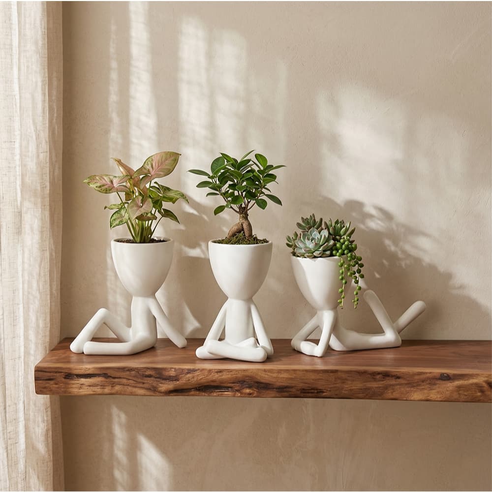 Kit 3 Vasinhos Bob 6cm | Mini Vasos Decorativos para Sala, Quarto, Banheiro e Cozinha