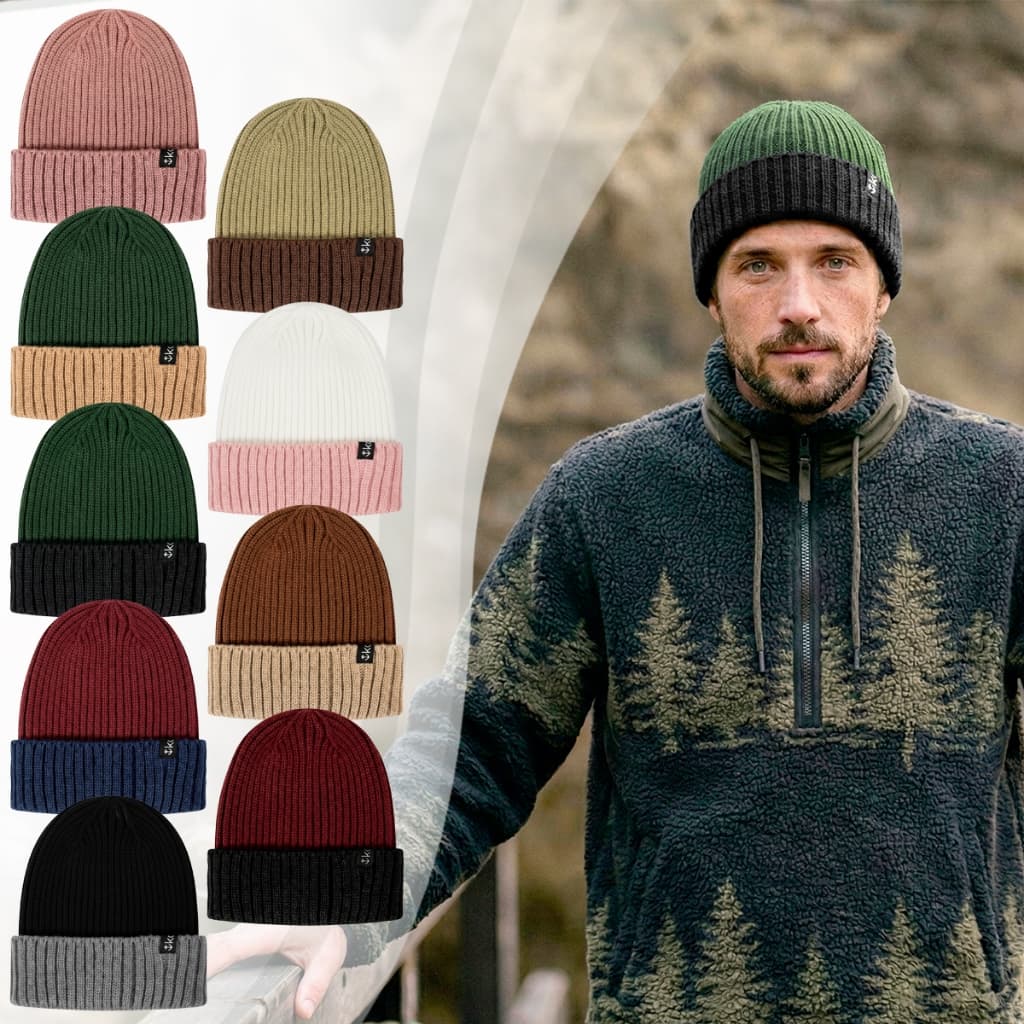 Gorro De Lã Premium Estilo Americano Touca Bicolor Unissex Inverno Casual Streetwear Canelada Frio