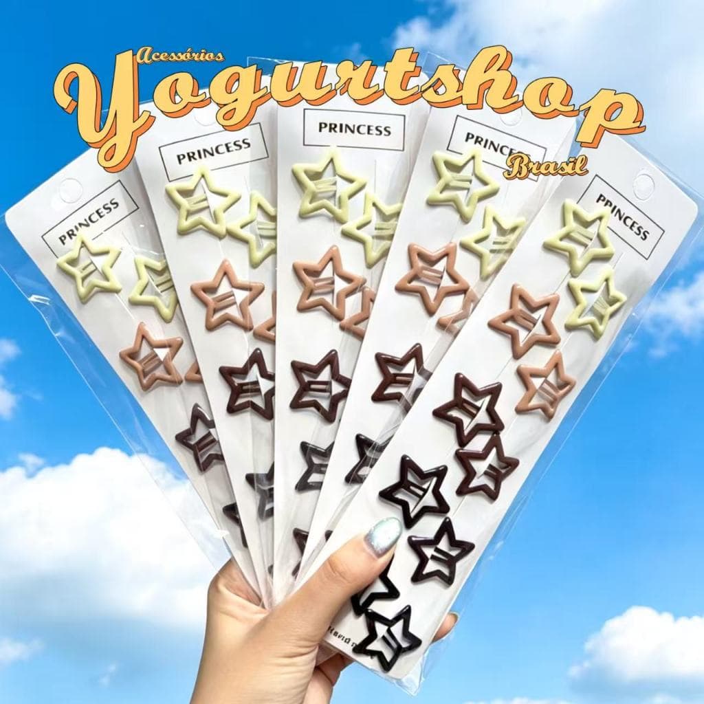 Kit Presilhas Tic Tac para Cabelo Prendedor Grampo Estrela Presilia Coloridos
