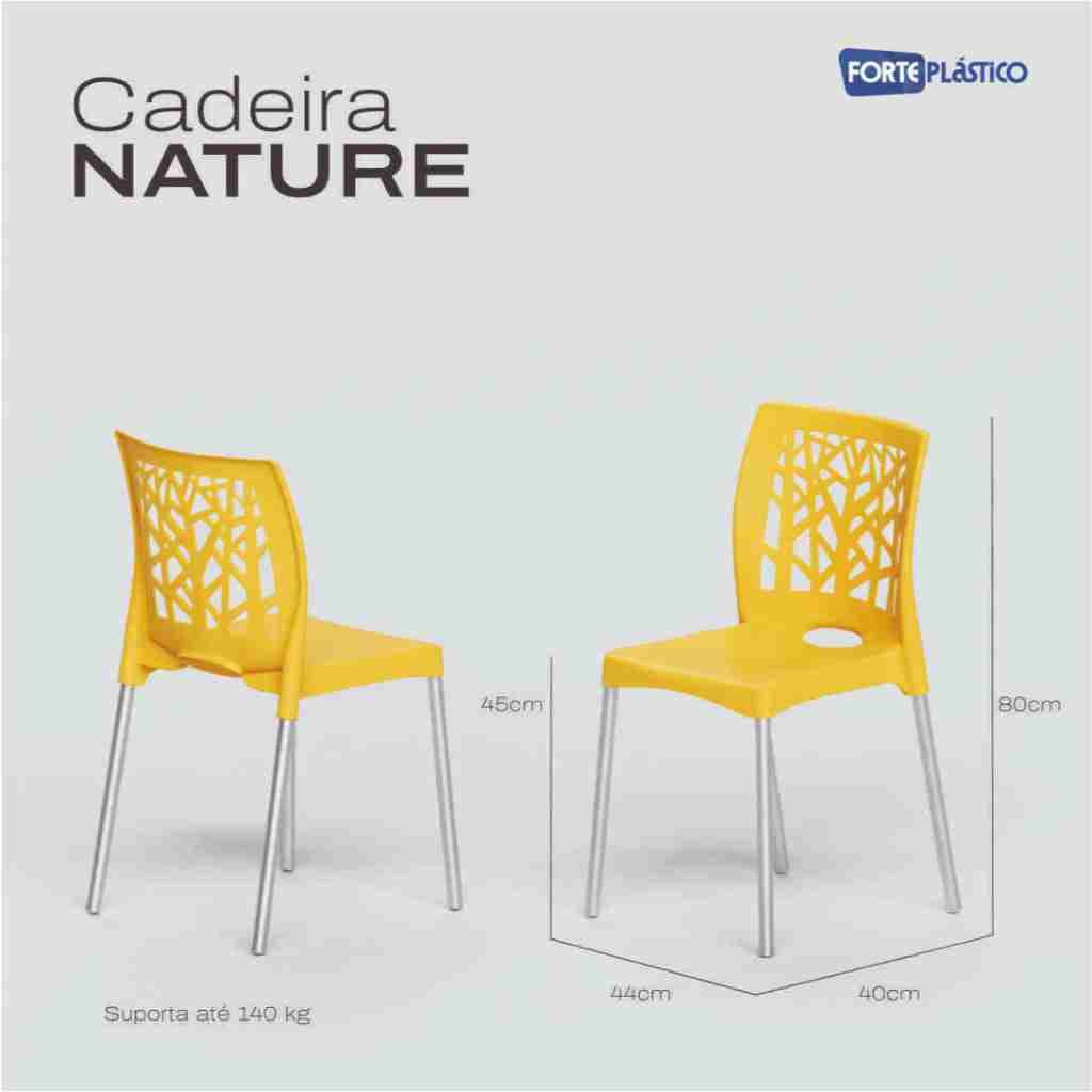 Kit 2 Cadeiras FortePlástico Modelo - Nature. Reforçada Resistente Empilhável Confortável.