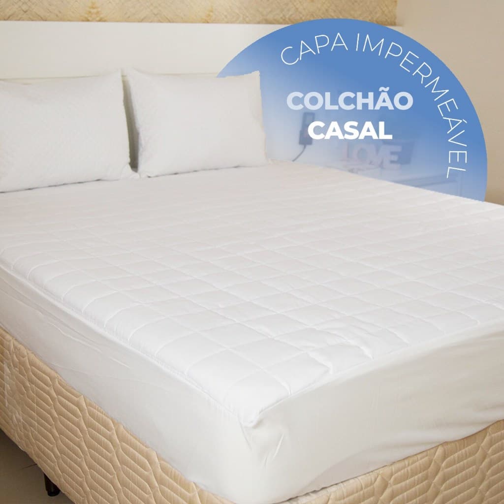 Capa Protetora Colchão Casal Impermeável Antiácaro Antialérgica Silenciosa Com Elástico