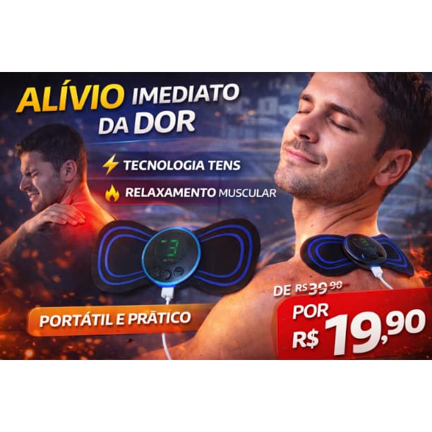 Mini Massageador Elétrico TENS Alívio Dor Muscular Portátil 8 Modos Relaxamento