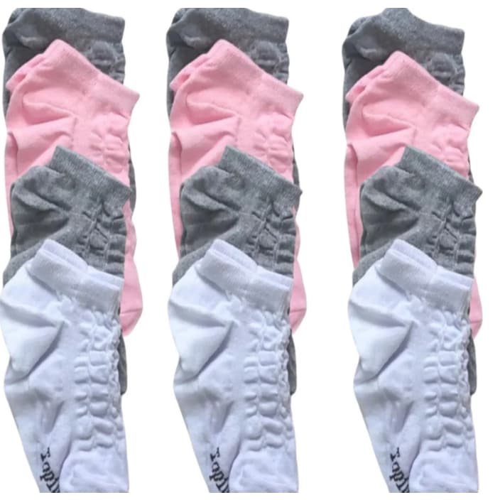 Kit 3, 6, 12, 24 Pares Meia Soquete Feminina Macia